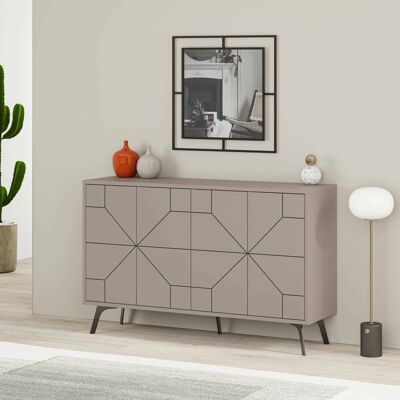 DMORA Credenza Earl, Madia 4 Ripiani, 8 Vani, 4 Ante, 123x35x62h Cm Beige DMORA Credenza Earl, Madia 4 Ripiani, 8 Vani, 4 Ante, 123x35x62h Cm Beige