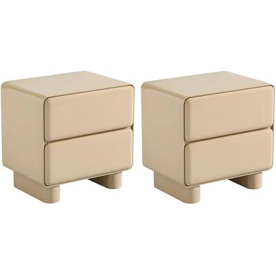 Unique Comodino Con 2 Cassetti Mdf Beige Laccato - Lotto Di 2 - Aunela Unique Comodino Con 2 Cassetti Mdf Beige Laccato - Lotto Di 2 - Aunela