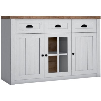 PETITS-MEUBLES Buffet 3 Ante 3 Cassetti Léandre Bianco E Marrone 87,3cm PETITS-MEUBLES Buffet 3 Ante 3 Cassetti Léandre Bianco E Marrone 87,3cm