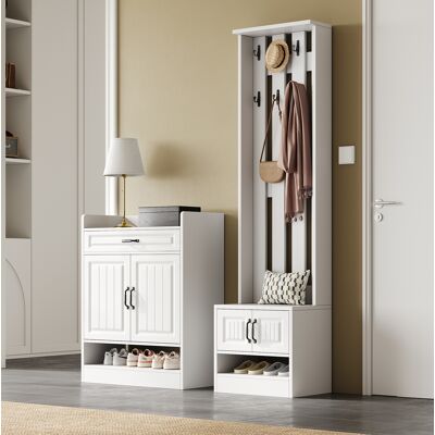 OKMYHOME Set Mobili Ingresso Con Scarpiera E Panca 125 Cm OKMYHOME Set Mobili Ingresso Con Scarpiera E Panca 125 Cm