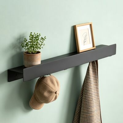MAI & MAI Mensola Da Parete Con 6 Ganci Nascosti, Mensola In Metallo Rimovibile, Mensola Da Appendere Per Bagno, Cucina, Ingresso E Camera Da Letto, 60cm, Nero Sabbia, Stalo-11 MAI & MAI Mensola Da Parete Con 6 Ganci Nascosti, Mensola In Metallo Rimovibile, Mensola Da Appendere Per Bagno, Cucina, Ingresso E Camera Da Letto, 60cm, Nero Sabbia, Stalo-11