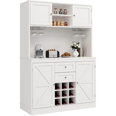 STILVORA Credenza Da Cucina Alta Con 4 Ante, 2 Cassetti, Ripiani Regolabili E Portabottiglie, In Mdf, 120x40x188 Cm, Bianco STILVORA Credenza Da Cucina Alta Con 4 Ante, 2 Cassetti, Ripiani Regolabili E Portabottiglie, In Mdf, 120x40x188 Cm, Bianco