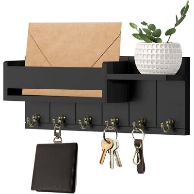 OEM Portachiavi Da Parete, In Legno, Con 6 Ganci, Ideale Per Arredare Soggiorni E Ingressi In Stile Rustico Country - Nero. OEM Portachiavi Da Parete, In Legno, Con 6 Ganci, Ideale Per Arredare Soggiorni E Ingressi In Stile Rustico Country - Nero.