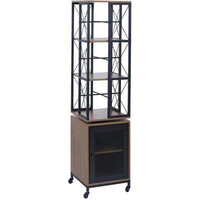 DÉCOSHOP26 Libreria Girevole In Stile Industriale Con Anta A 360° Su Ruote 162x40x42 Cm Realizzata In Metallo E Mdf Marrone Chiaro 040008777 DÉCOSHOP26 Libreria Girevole In Stile Industriale Con Anta A 360° Su Ruote 162x40x42 Cm Realizzata In Metallo E Mdf Marrone Chiaro 040008777