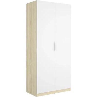 Unique Armadio 2 Ante L91 Cm Bianco E Naturale Chiaro - Kalony Unique Armadio 2 Ante L91 Cm Bianco E Naturale Chiaro - Kalony