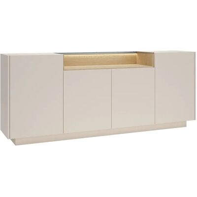 Unique Credenza 4 Ante E 1 Nicchia Con Led Beige E Naturale Chiaro - Alivento Unique Credenza 4 Ante E 1 Nicchia Con Led Beige E Naturale Chiaro - Alivento