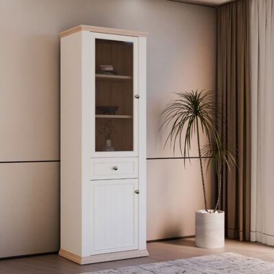 MITEPEK Vetrina Essenza Con 1 Anta A Vetro 1 Cassetto E 1 Anta In Stile Classico Colore Bianco E Rovere MITEPEK Vetrina Essenza Con 1 Anta A Vetro 1 Cassetto E 1 Anta In Stile Classico Colore Bianco E Rovere