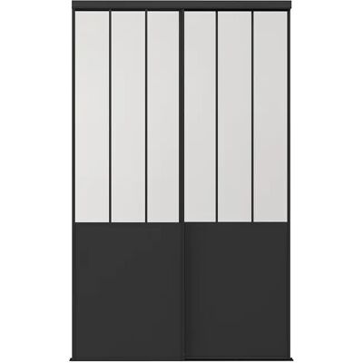 Unique Porte Scorrevoli Per Armadio In Acciaio Nero E Vetro Temperato Opaco H250 X L150 Cm - Belasi Unique Porte Scorrevoli Per Armadio In Acciaio Nero E Vetro Temperato Opaco H250 X L150 Cm - Belasi
