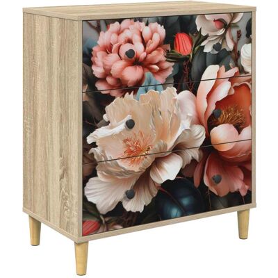 VIDAXL Cassettiera Borne Stampa Di Peonia Chiara 66 X 36,5 X 75 Cm VIDAXL Cassettiera Borne Stampa Di Peonia Chiara 66 X 36,5 X 75 Cm