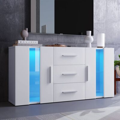 OEM Mobile Tv - Bianco Led - 140 X 35 X 70 Cm - 2 Porte, 3 Cassetti - Ripiani Removibili In Vetro OEM Mobile Tv - Bianco Led - 140 X 35 X 70 Cm - 2 Porte, 3 Cassetti - Ripiani Removibili In Vetro