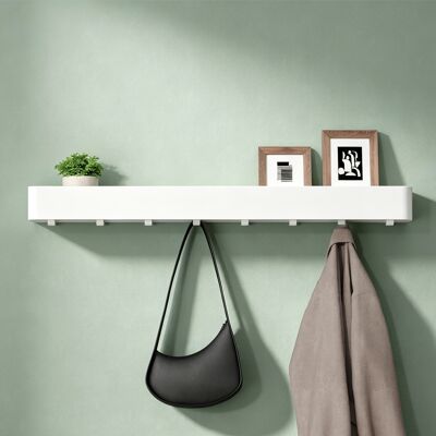 MAI & MAI Mensola Con Attaccapanni Da Parete Nascosti, Mensola In Metallo Rimovibile Con Ganci Per Ingresso, Camera Da Letto, Bagno E Soggiorno, 80cm, Bianco Sabbia, Reglo-05 MAI & MAI Mensola Con Attaccapanni Da Parete Nascosti, Mensola In Metallo Rimovibile Con Ganci Per Ingresso, Camera Da Letto, Bagno E Soggiorno, 80cm, Bianco Sabbia, Reglo-05