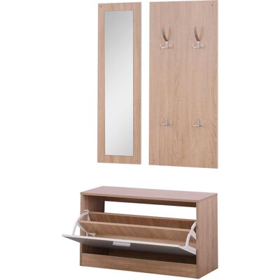 HOMCOM - Set 3 Pezzi Scarpiera Appendiabiti Specchio Da Ingresso Camera Da Letto HOMCOM - Set 3 Pezzi Scarpiera Appendiabiti Specchio Da Ingresso Camera Da Letto