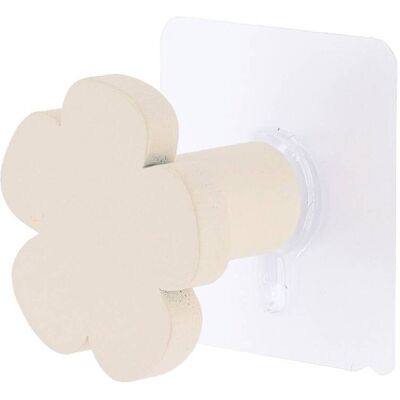 TENDANCE Patere In Bambù Dipinto A Forma Di Fiore, D5 Cm Su Adesivo - Avorio - TENDANCE Patere In Bambù Dipinto A Forma Di Fiore, D5 Cm Su Adesivo - Avorio -
