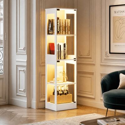 JOOKGBD –vetrina In Vetro Per Collezione Con Illuminazione Led E Sensore Di Movimento Intelligente,2 Ante In Vetro,4 Ripiani,mobile Contenitore Design,per Soggiorno,libreria,ufficio,bianco JOOKGBD –vetrina In Vetro Per Collezione Con Illuminazione Led E Sensore Di Movimento Intelligente,2 Ante In Vetro,4 Ripiani,mobile Contenitore Design,per Soggiorno,libreria,ufficio,bianco