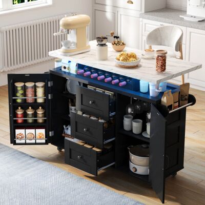 XISRENS Isola Cucina Mobile Con Piano Di Lavoro Ribaltabile, Carrello Da Cucina, 5 Ruote, Ripiano Sulla Porta, Portabottiglie E Portabicchieri, 120 42(60) 93 Cm XISRENS Isola Cucina Mobile Con Piano Di Lavoro Ribaltabile, Carrello Da Cucina, 5 Ruote, Ripiano Sulla Porta, Portabottiglie E Portabicchieri, 120 42(60) 93 Cm
