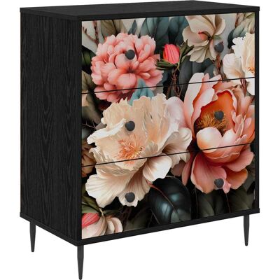 VIDAXL Cassettiera Borne Stampa Di Peonia Chiara 66 X 36,5 X 76 Cm VIDAXL Cassettiera Borne Stampa Di Peonia Chiara 66 X 36,5 X 76 Cm