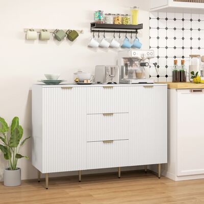 PZCC Credenza Cucina Buffet Moderna Con 3 Cassetti E 2 Armadietti A 2 Ante, Mobile Cucina Con Ripiani Piedini Regolabili, Madia Cucina Per Soggiorno E Ingresso In Legno,120x40x90 Cm, Bianco PZCC Credenza Cucina Buffet Moderna Con 3 Cassetti E 2 Armadietti A 2 Ante, Mobile Cucina Con Ripiani Piedini Regolabili, Madia Cucina Per Soggiorno E Ingresso In Legno,120x40x90 Cm, Bianco