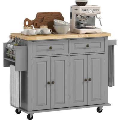 TORMATOR Carrello Da Cucina Con Isola E Molteplici Opzioni Di Contenimento: 2 Cassetti, 2 Armadietti, 2 Ante Con Portabottiglie, Portasciugamani E Ripiano Regolabile, In Mdf Color Legno Di Caucciù Grigio. TORMATOR Carrello Da Cucina Con Isola E Molteplici Opzioni Di Contenimento: 2 Cassetti, 2 Armadietti, 2 Ante Con Portabottiglie, Portasciugamani E Ripiano Regolabile, In Mdf Color Legno Di Caucciù Grigio.
