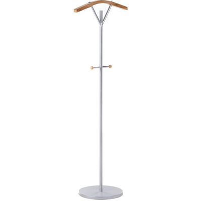 BELIANI Appendiabiti In Metallo Argento Verniciato Con Dettagli In Legno Thompson BELIANI Appendiabiti In Metallo Argento Verniciato Con Dettagli In Legno Thompson