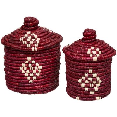 ATMOSPHERA Set Di 2 Cesti Portaoggetti In Paglia Di Terracotta Sien - Créateur D'Intérieur ATMOSPHERA Set Di 2 Cesti Portaoggetti In Paglia Di Terracotta Sien - Créateur D'Intérieur