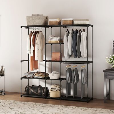 PZCC Armadio Aperto, Appendiabiti A 4 Ripiani Con 2 Scomparti Per Appendere Abiti, Per Soggiorno, 182 X 43 X 185 Cm, Nero PZCC Armadio Aperto, Appendiabiti A 4 Ripiani Con 2 Scomparti Per Appendere Abiti, Per Soggiorno, 182 X 43 X 185 Cm, Nero