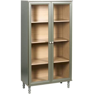 BELIANI Classico Mobile Decorativo Scandinavo 80 Cm Credenza Alta Con Display In Vetro Verde Con Legno Chiaro Tingledale BELIANI Classico Mobile Decorativo Scandinavo 80 Cm Credenza Alta Con Display In Vetro Verde Con Legno Chiaro Tingledale