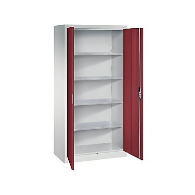 Armadio da Officina in Acciaio - Grigio Chiaro / Rosso Rubino Armadio da Officina in Acciaio - Grigio Chiaro / Rosso Rubino