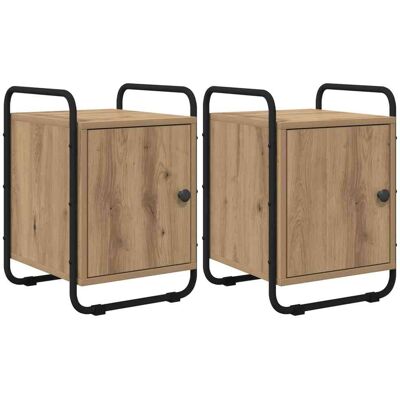 VIDAXL Armadio Da Notte 2 Pz Rovere Artigianale Legno Ingegnerizzato VIDAXL Armadio Da Notte 2 Pz Rovere Artigianale Legno Ingegnerizzato