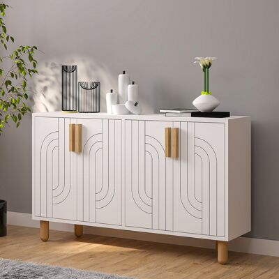 DMORA Credenza Venerina, Madia 2 Ripiani, 4 Ante, 4 Vani, 120x30x74h Cm Bianco DMORA Credenza Venerina, Madia 2 Ripiani, 4 Ante, 4 Vani, 120x30x74h Cm Bianco