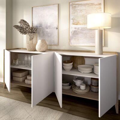 DMORA Credenza Chanute, Madia 2 Ripiani, 4 Vani, 4 Ante, 40x184x78h Cm Bianco DMORA Credenza Chanute, Madia 2 Ripiani, 4 Vani, 4 Ante, 40x184x78h Cm Bianco