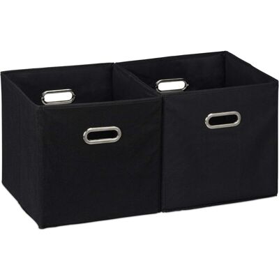 XISRENS Contenitori Portaoggetti In Tessuto, Organizer A Cubo Con Due Manici, Cestini Pieghevoli Per Camera Da Letto, Set Da 2, Nero, 28 X 28 X 28 Cm XISRENS Contenitori Portaoggetti In Tessuto, Organizer A Cubo Con Due Manici, Cestini Pieghevoli Per Camera Da Letto, Set Da 2, Nero, 28 X 28 X 28 Cm