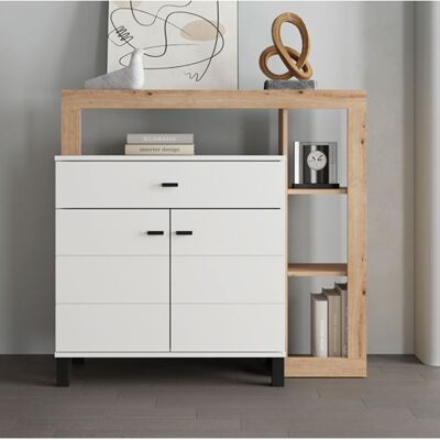 DMORA Credenza Banos, Madia Un Cassetto, 5 Ripiani, Apertura Battente, Scorrevole, 106x35x101h Cm Bianco DMORA Credenza Banos, Madia Un Cassetto, 5 Ripiani, Apertura Battente, Scorrevole, 106x35x101h Cm Bianco