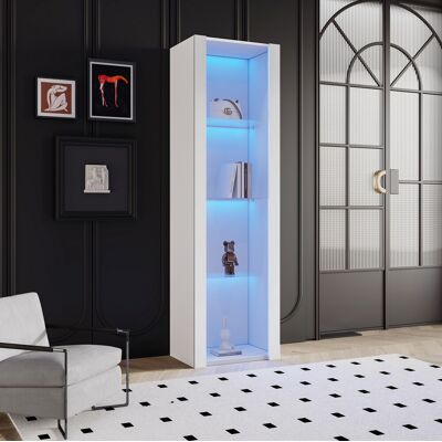 BEAOK Vetrina In Truciolare Bianco Lucido 55 X 38 X 166 Cm Con 3 Ripiani In Vetro E Led Controllato Da App BEAOK Vetrina In Truciolare Bianco Lucido 55 X 38 X 166 Cm Con 3 Ripiani In Vetro E Led Controllato Da App