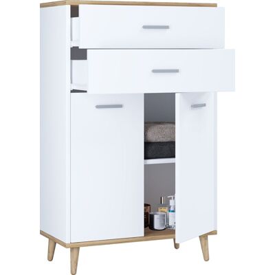 EBUY24 Vcm Cassettiera In Legno Bordo Con 2 Ante Girevoli E Due Cassetti Dimensioni Ca. A. 97 X L. 60 X T. 28 Cm- Lindas (bianco / Rovere Al Miele) EBUY24 Vcm Cassettiera In Legno Bordo Con 2 Ante Girevoli E Due Cassetti Dimensioni Ca. A. 97 X L. 60 X T. 28 Cm- Lindas (bianco / Rovere Al Miele)