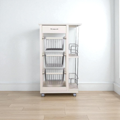 LIBEROSHOPPING Carrello Da Cucina Slim Portafrutta Con Portabottiglie Bianco LIBEROSHOPPING Carrello Da Cucina Slim Portafrutta Con Portabottiglie Bianco