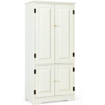 COSTWAY Mobile Multiuso, Armadio Da Soggiorno, Credenza Da Cucina In Legno, Con 4 Ripiani, 59 X 32 X 123cm, Bianco E Nero (bianco) - COSTWAY Mobile Multiuso, Armadio Da Soggiorno, Credenza Da Cucina In Legno, Con 4 Ripiani, 59 X 32 X 123cm, Bianco E Nero (bianco) -