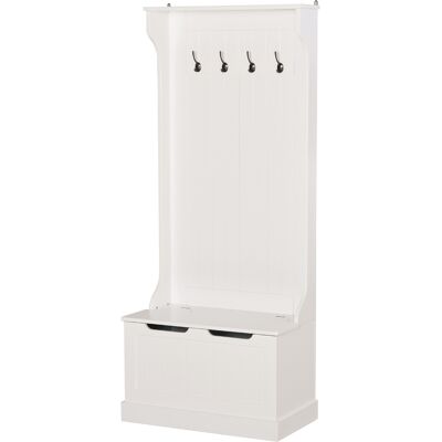 HOMCOM - Appendiabiti Con Panca Contenitore In Mdf, 71.5 X 39.5 X 170 Cm, Bianco HOMCOM - Appendiabiti Con Panca Contenitore In Mdf, 71.5 X 39.5 X 170 Cm, Bianco