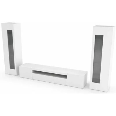 TOPQUALITY FURNITURE Mobile Porta Tv Da Soggiorno Con 2 Vetrine Bianco Lucido 290 Cm TOPQUALITY FURNITURE Mobile Porta Tv Da Soggiorno Con 2 Vetrine Bianco Lucido 290 Cm