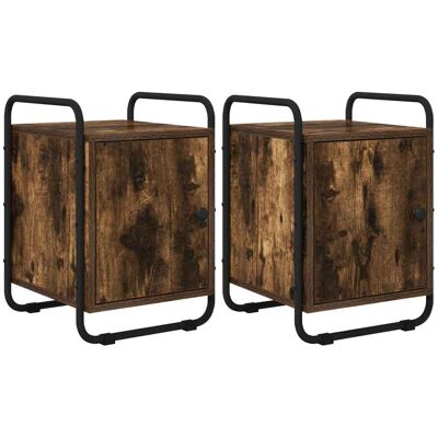 VIDAXL Armadio Da Notte 2 Pz Rovere Fumo Legno Ingegnerizzato VIDAXL Armadio Da Notte 2 Pz Rovere Fumo Legno Ingegnerizzato