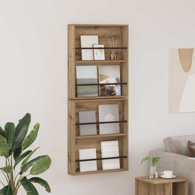 VIDAXL Scaffale Per Riviste 2 Pcs Rovere Artigianale 60 X 12 X 70 VIDAXL Scaffale Per Riviste 2 Pcs Rovere Artigianale 60 X 12 X 70