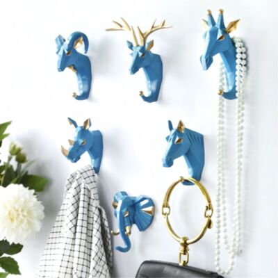 OEM Set Di 6 Appendiabiti Da Parete A Forma Di Testa Di Animale (cervo, Elefante, Capra) - Ganci Decorativi Creativi In Resina Stile Retrò Vintage Per Porta, Ingresso, Camera Da Letto, Bagno - Oro/blu -cr OEM Set Di 6 Appendiabiti Da Parete A Forma Di Testa Di Animale (cervo, Elefante, Capra) - Ganci Decorativi Creativi In Resina Stile Retrò Vintage Per Porta, Ingresso, Camera Da Letto, Bagno - Oro/blu -cr