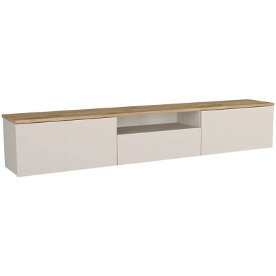 Unique Mobile Tv Sospeso Con 3 Ante E 1 Nicchia Beige E Naturale - Lotula Unique Mobile Tv Sospeso Con 3 Ante E 1 Nicchia Beige E Naturale - Lotula