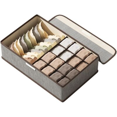 OEM Organizzatore Per Biancheria Intima, Calze E Cravatte Con Coperchio, Pieghevole Per Armadio E Cassetto, 1 Ampio Scomparto + 16 Tasche, Scatola Portaoggetti Pieghevole In Tessuto (grigio) OEM Organizzatore Per Biancheria Intima, Calze E Cravatte Con Coperchio, Pieghevole Per Armadio E Cassetto, 1 Ampio Scomparto + 16 Tasche, Scatola Portaoggetti Pieghevole In Tessuto (grigio)
