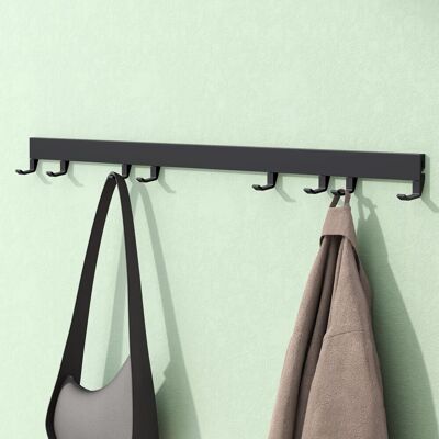 MAI & MAI Appendiabiti Da Parete Con 8 Ganci Scorrevoli, Attaccapanni Da Muro In Alluminio Appendiabiti 80 Cm Per Cameretta, Ingresso, Cucina, Nero Opaco, Stalo-10 MAI & MAI Appendiabiti Da Parete Con 8 Ganci Scorrevoli, Attaccapanni Da Muro In Alluminio Appendiabiti 80 Cm Per Cameretta, Ingresso, Cucina, Nero Opaco, Stalo-10