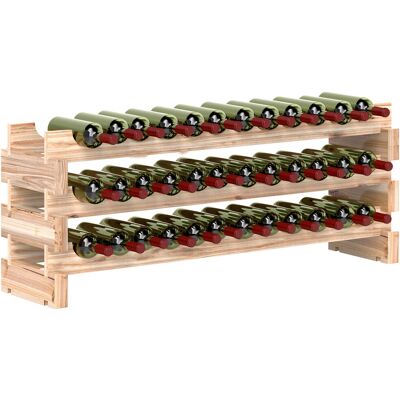 TORMATOR Portabottiglie Per 36 Bottiglie, Ripiano Portabottiglie Con 3 Ripiani Regolabili, 114×28×42,5 Cm, Legno Naturale TORMATOR Portabottiglie Per 36 Bottiglie, Ripiano Portabottiglie Con 3 Ripiani Regolabili, 114×28×42,5 Cm, Legno Naturale