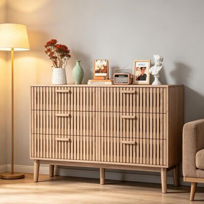 OCEVIA Mobile Contenitore A 6 Cassetti - Stile Nordico E Retrò Giapponese - Elemento D'Arredo In Legno Massello - Adatto A Soggiorni, Sale Da Pranzo, Camere Da Letto E Altri Ambienti. OCEVIA Mobile Contenitore A 6 Cassetti - Stile Nordico E Retrò Giapponese - Elemento D'Arredo In Legno Massello - Adatto A Soggiorni, Sale Da Pranzo, Camere Da Letto E Altri Ambienti.