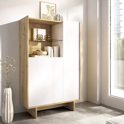 DMORA Credenza Edgewood, Madia 4 Ripiani, 6 Vani, 2 Ante, 30x81x138h Cm Bianco DMORA Credenza Edgewood, Madia 4 Ripiani, 6 Vani, 2 Ante, 30x81x138h Cm Bianco