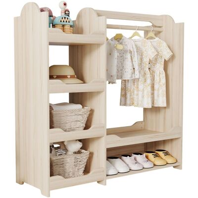 STILVORA Armadio Aperto Per Bambini Con Barra E 4 Ripiani Aperti, Panchina Contenitore Per Cameretta 110x39x110 Cm STILVORA Armadio Aperto Per Bambini Con Barra E 4 Ripiani Aperti, Panchina Contenitore Per Cameretta 110x39x110 Cm