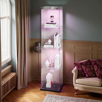 OEM Vetrina In Vetro - 4 Ripiani - Led - Armadio Di Presentazione Per Salotto - Per Collezione - Contemporaneo - 163 X 39 X 35cm - Nero OEM Vetrina In Vetro - 4 Ripiani - Led - Armadio Di Presentazione Per Salotto - Per Collezione - Contemporaneo - 163 X 39 X 35cm - Nero