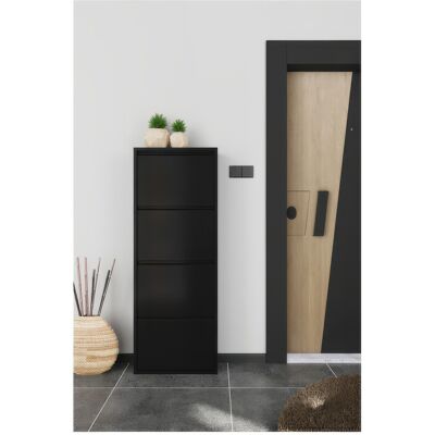 MARCA Scarpiera In Metallo Nero Opaco 50 X 15 X H 138 Cm A 4 Ante A Ribalta Salvaspazio MARCA Scarpiera In Metallo Nero Opaco 50 X 15 X H 138 Cm A 4 Ante A Ribalta Salvaspazio